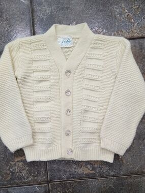 Vintage 1970s Roy Togs Toddler Yellow 100% Virgin Acrylic Cardigan Sweater